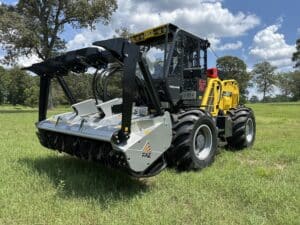 Heavy machinery on grassy field